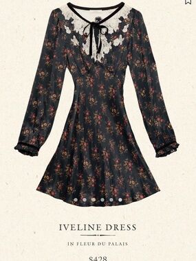 Doen Iveline Mini Dress in Black Floral with Cream Lace